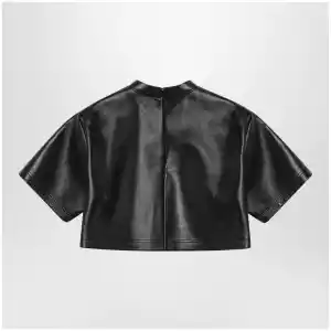 Balenciaga Black Cropped Leather Top