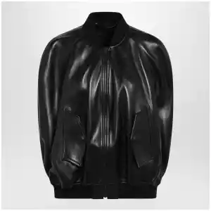 Balenciaga Black leather bomber jacket
