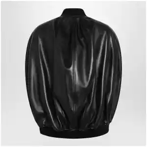 Balenciaga Black leather bomber jacket