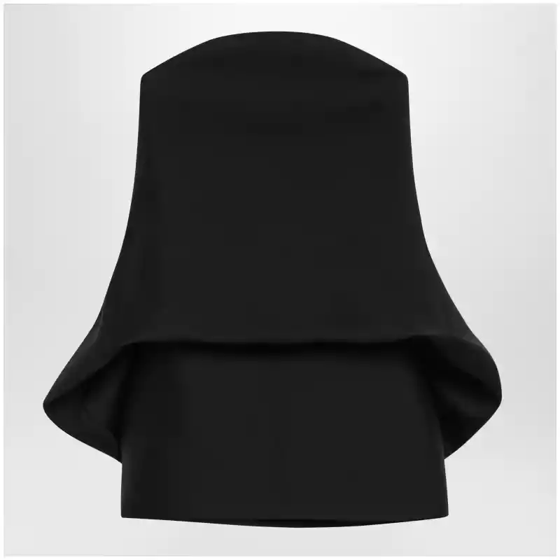 872115TUQ03_S_BALEN-1000.x Balenciaga Mini balloon bustier dress in wool and silk black