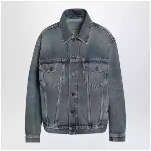 Balenciaga Kick cotton denim jacket in dirty vintage blue