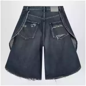 Balenciaga Tulipano women's denim bermuda shorts in Dark Ocean