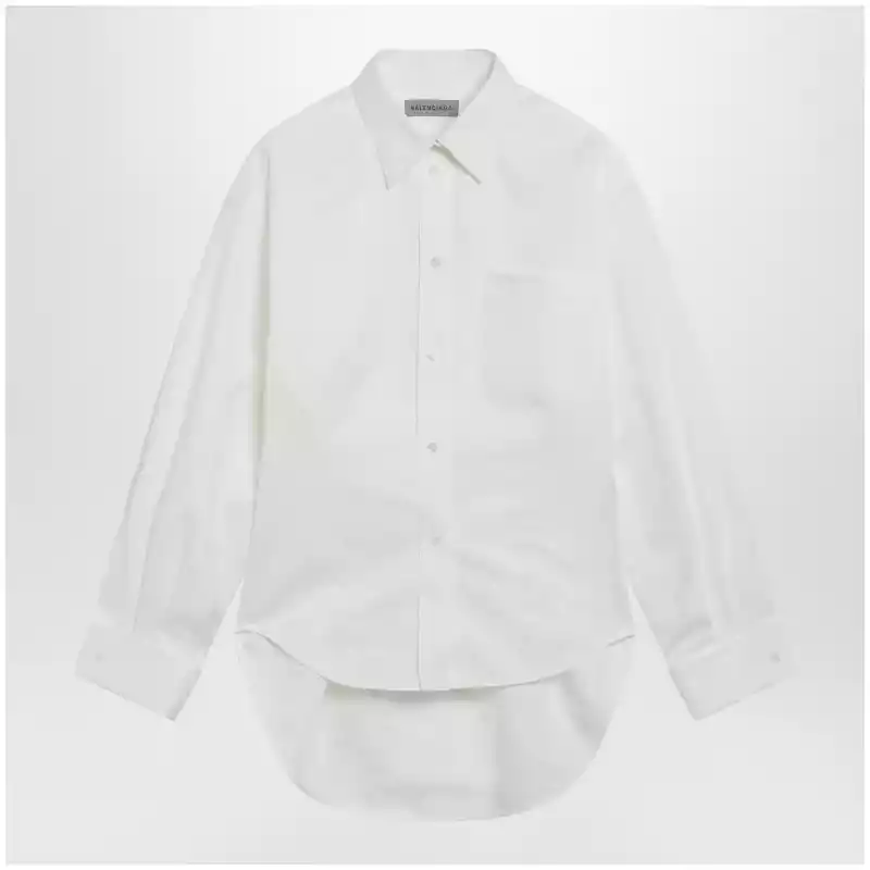 Balenciaga Cocoon shirt in cotton and silk poplin, white
