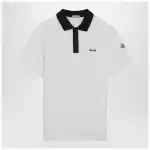 Moncler White cotton piqué polo shirt with embroidered logo