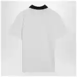 Moncler White cotton piqué polo shirt with embroidered logo