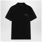Moncler Black cotton piqué polo shirt with logo
