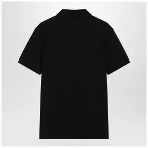 Moncler Black cotton piqué polo shirt with logo