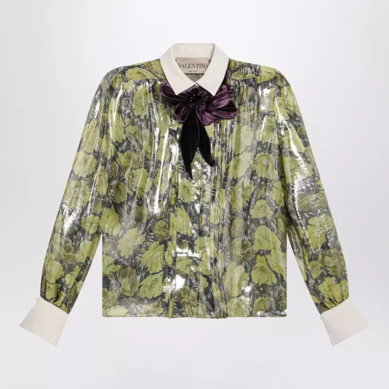 Valentino Shirt in lurex with Après L’Hiver Poppies print