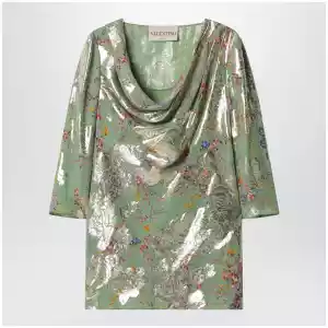 Valentino Green printed lurex shirt