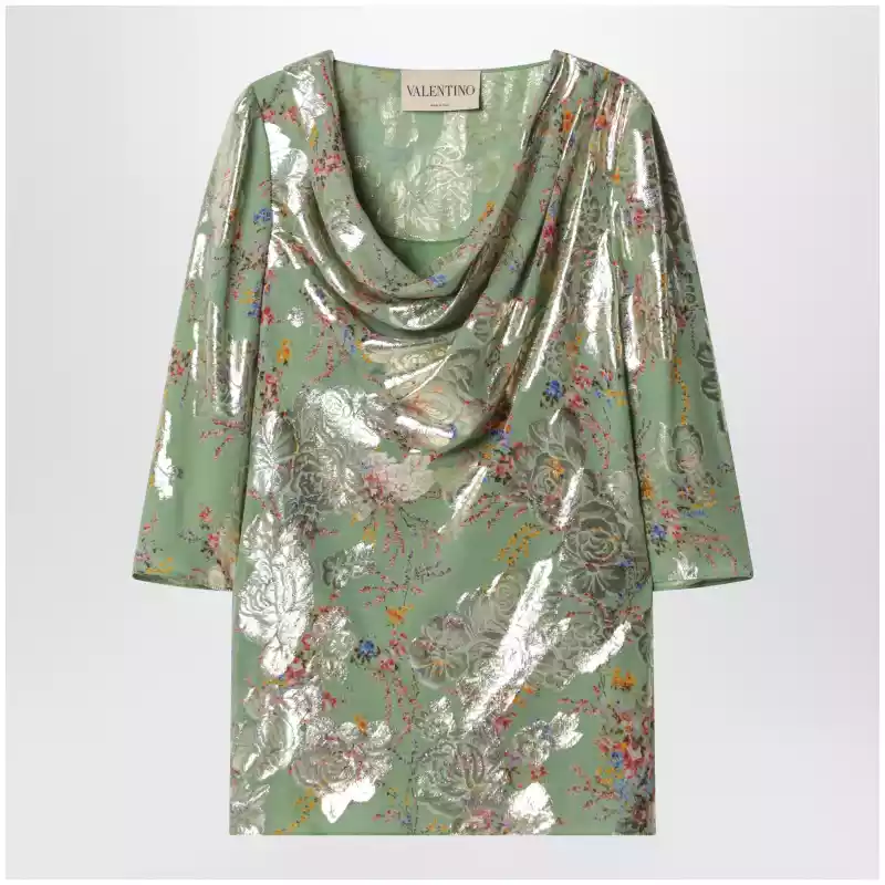 Valentino Green printed lurex shirt