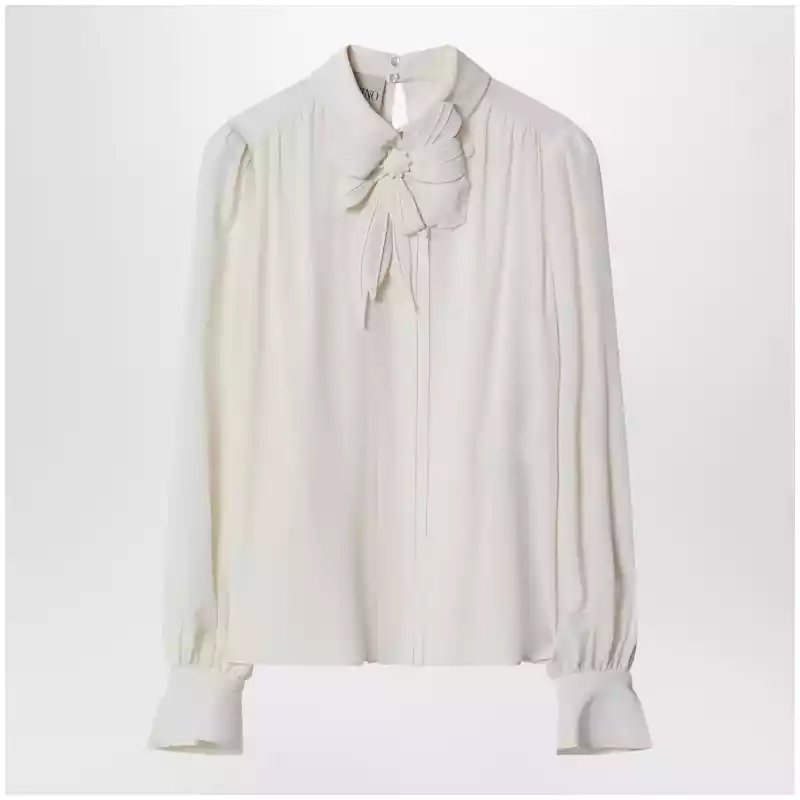 Valentino Vanilla-colored silk blouse with flower