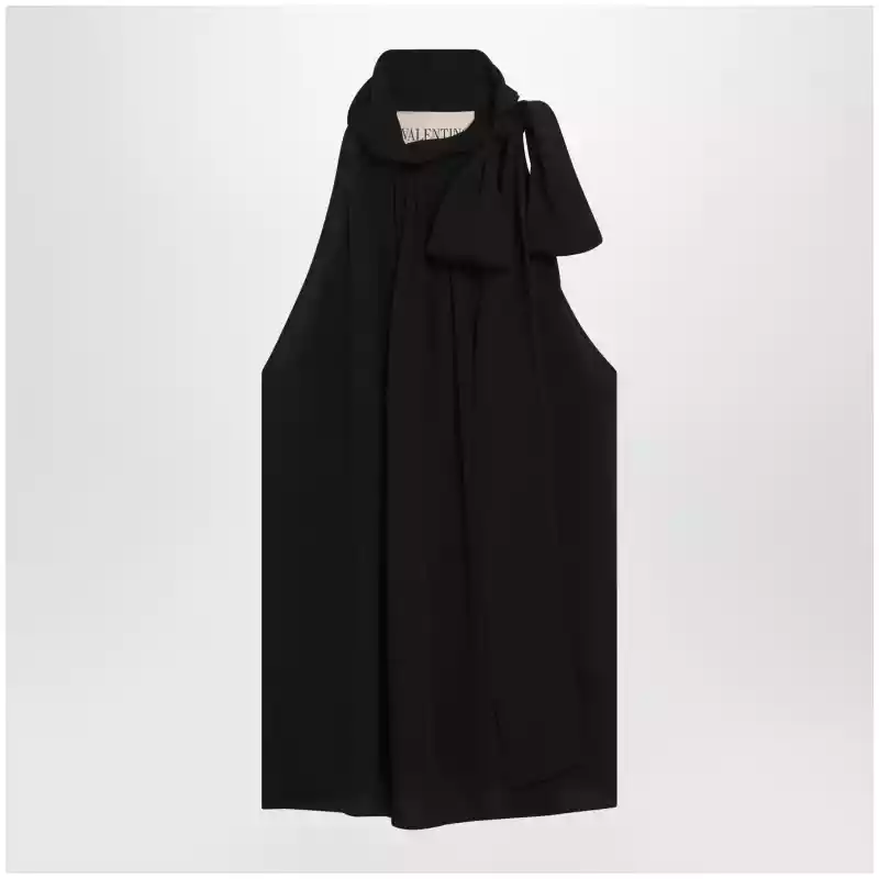 Valentino Black silk top with neck bow