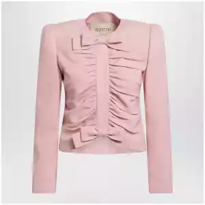 Valentino Cropped jacket in crispy light wool, Liberty Rose
