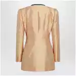 Valentino Pea coat in shantung in melon/black