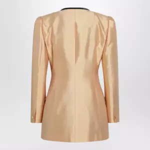 Valentino Pea coat in shantung in melon/black