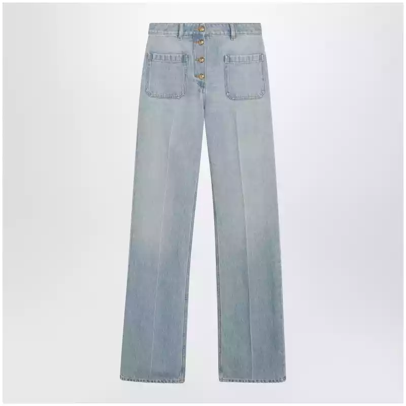 Valentino Straight-leg cotton denim jeans in light blue