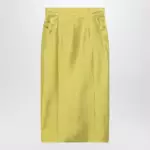 Valentino Yellow silk shantung midi skirt