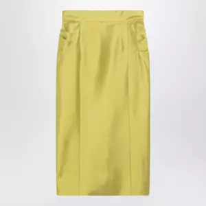 Valentino Yellow silk shantung midi skirt