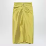Valentino Yellow silk shantung midi skirt