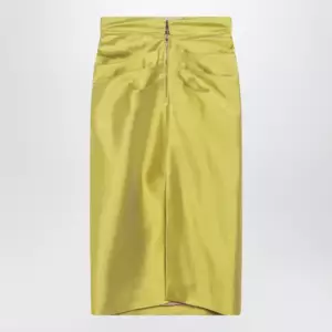 Valentino Yellow silk shantung midi skirt