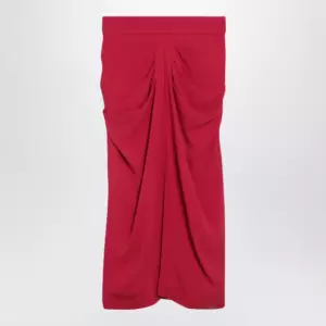 Valentino Red midi skirt with ruched detail