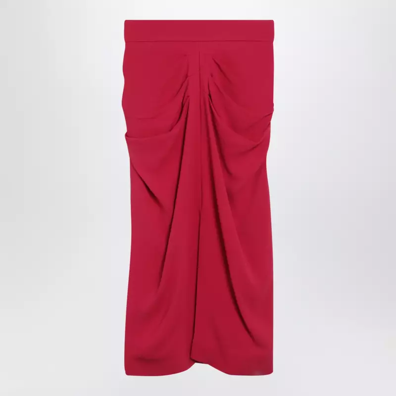 Valentino Red midi skirt with ruched detail