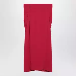 Valentino Red midi skirt with ruched detail