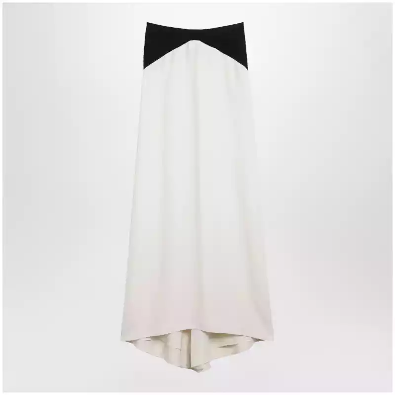 Valentino Long silk skirt in Vanilla/Black