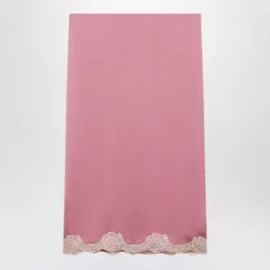 Valentino Pink cady midi skirt with lace details