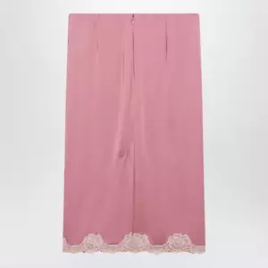 Valentino Pink cady midi skirt with lace details