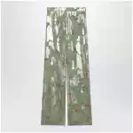 Valentino Silk trousers with all-over print in green