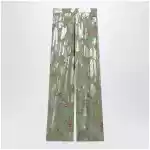 Valentino Silk trousers with all-over print in green