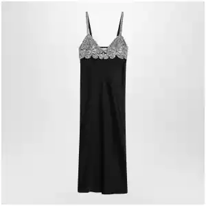 Valentino Black midi dress with lace and crystals