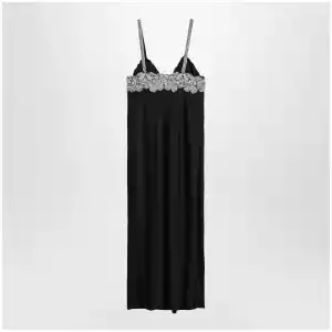 Valentino Black midi dress with lace and crystals