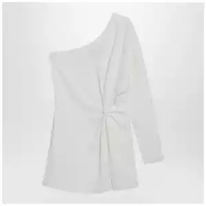 Valentino Ivory one-shoulder top in couture cady