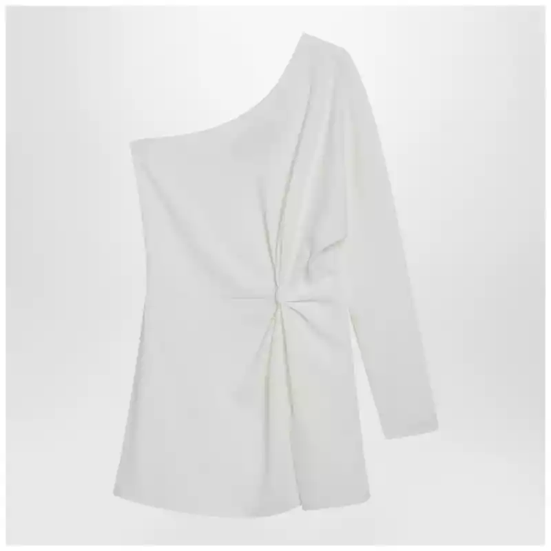 Valentino Ivory one-shoulder top in couture cady