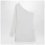 Valentino Ivory one-shoulder top in couture cady