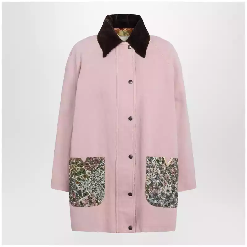 Valentino Pink denim caban jacket