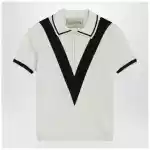 Valentino Ivory and black V-inlay polo shirt
