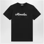 Moncler Navy blue T-shirt with logo embroidery