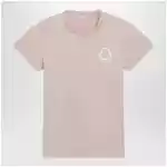 Moncler Pink T-shirt with logo embroidery