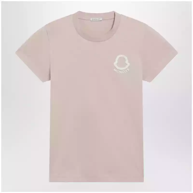 Moncler Pink T-shirt with logo embroidery