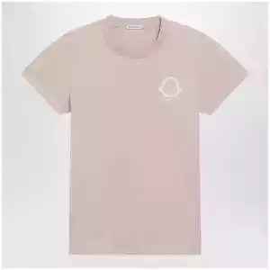 Moncler Pink T-shirt with logo embroidery