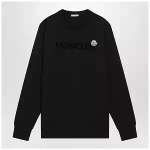 Moncler Black long-sleeved T-shirt with logo