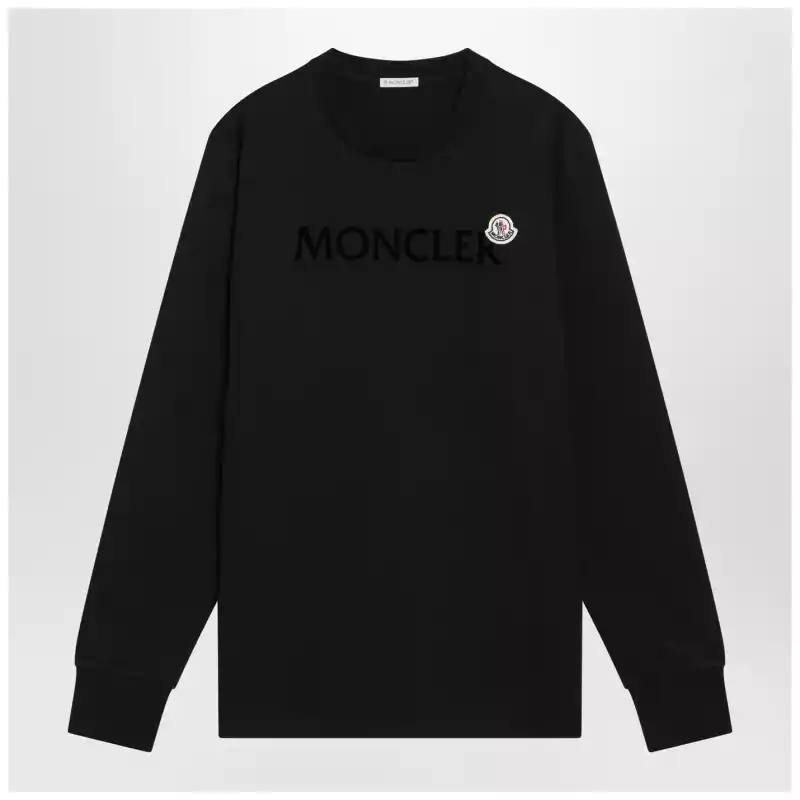 Moncler Black long-sleeved T-shirt with logo