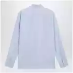 Valentino Light blue fil-à-fil cotton shirt with VLogo embroidery
