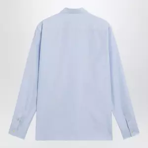 Valentino Light blue fil-à-fil cotton shirt with VLogo embroidery