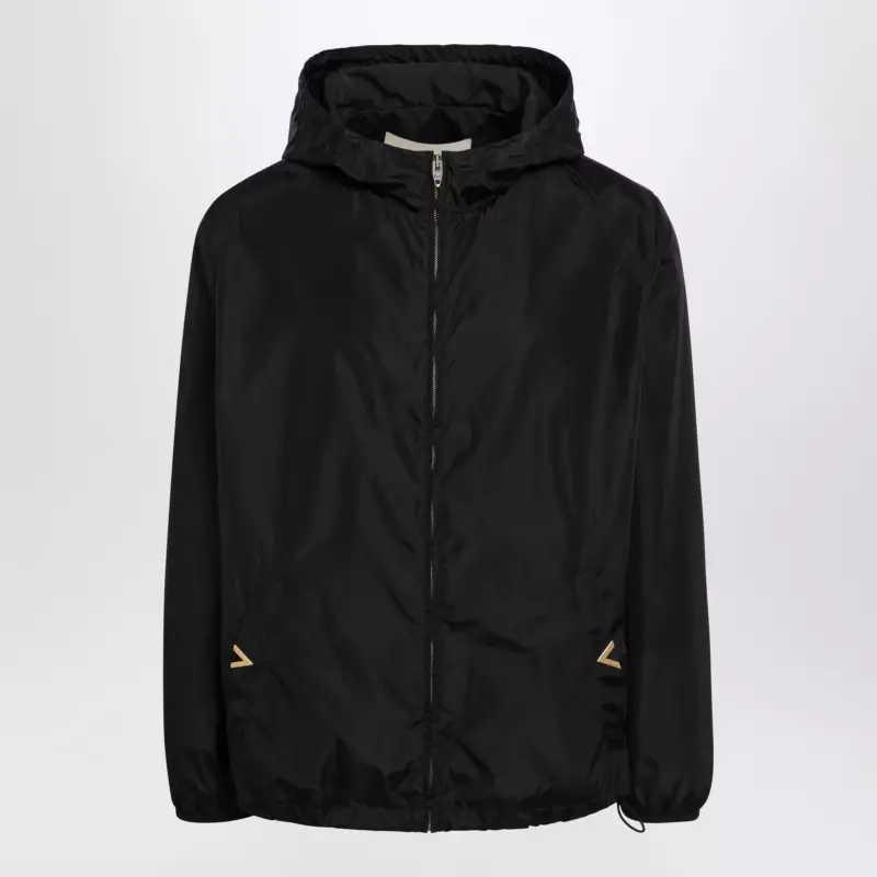 Valentino Black windbreaker with Vgold detail