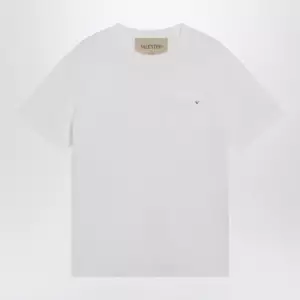 Valentino White cotton T-shirt with VGold