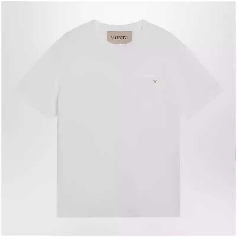 Valentino White cotton T-shirt with VGold